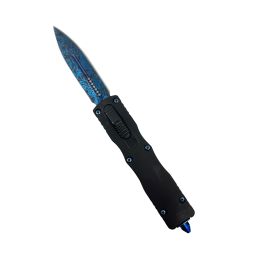 4.5â€ Automatic OTF Knife w/ Blue Damascus Etching (Color: Blue Damascus)